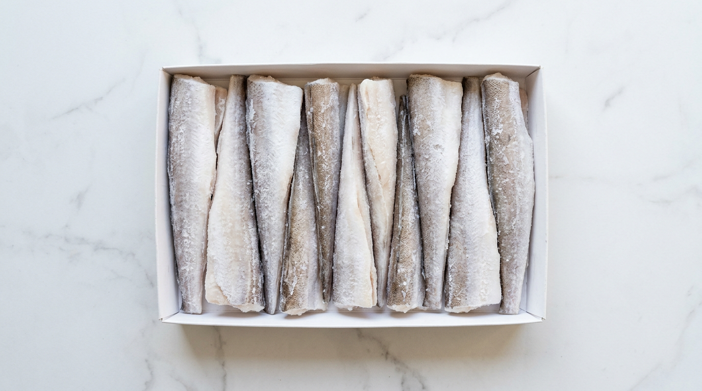 Frozen Hake Fillets (1kg / 5kg Box) Portion Sizes:  6–8 OZ