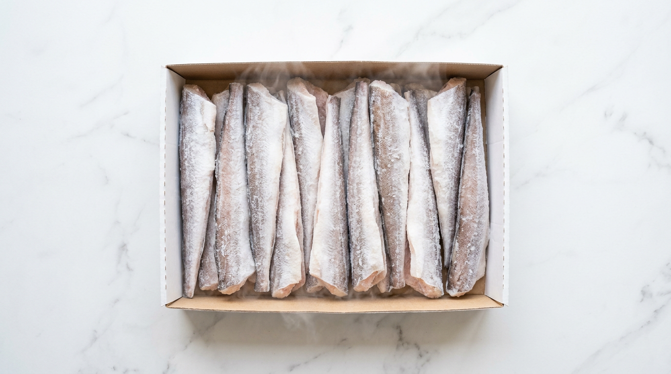 Frozen Hake Fillets (1kg / 5kg Box) Portion Sizes:  6–8 OZ